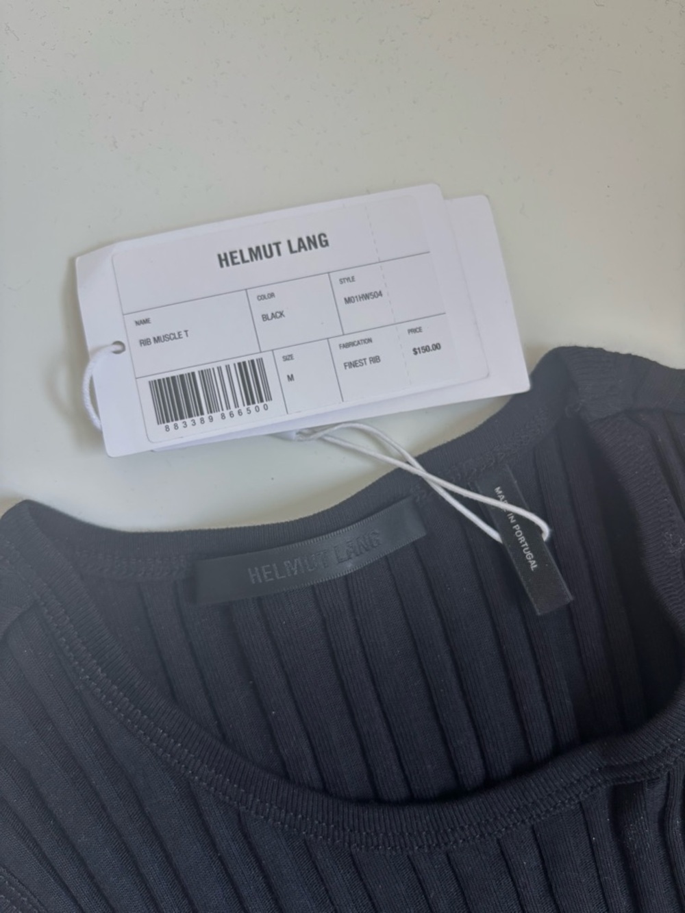 NWT Helmut Lang Rib Muscle T cropped tank black - Picture 5 of 6